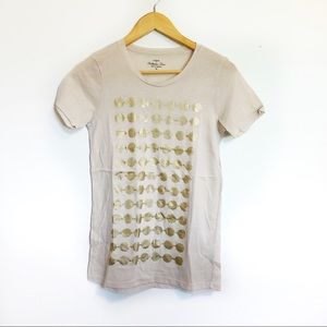 J. Crew collectors tee metallic gold circles B9320